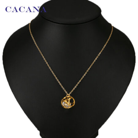 Gold Cube Pendant Necklace
