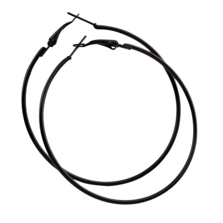 Stainless Steel 60mm Colored Hoop Earrings -Midnight Black