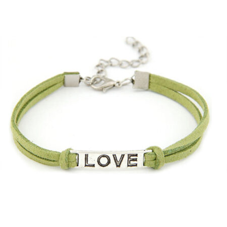 Love Handmade Rope Charm Bracelet - GREEN