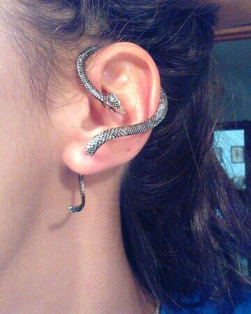 Snake earrings ear hook - Silver