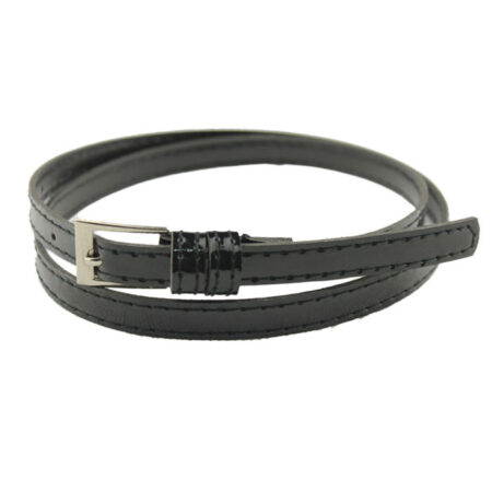 Black Delicate synthetic leather women's fashion belt - Length 98cm