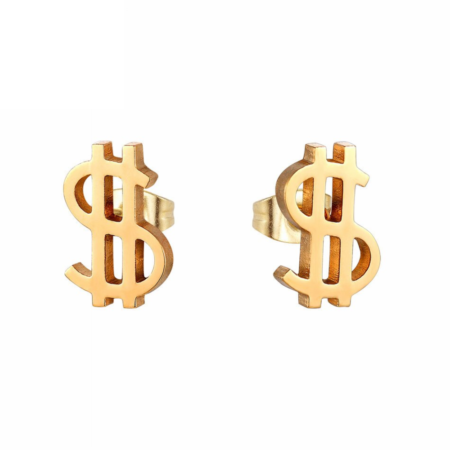 Mini Stainless Steel Show Me The Money Stud Earrings - Gold tone