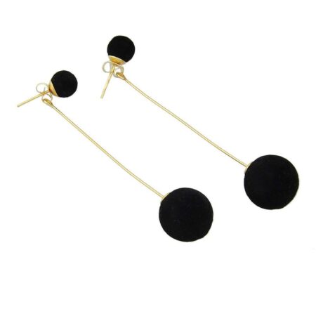 Dangling Ball Drop Push Back Earrings - Black