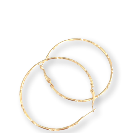 Vintage Designer Big Hoop Earrings Gold - Approx 60mm diameter