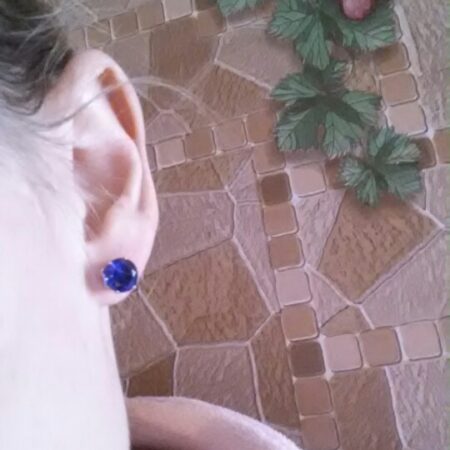 Blue Ocean Crown Gold CZ Stud