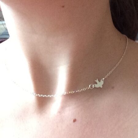 Cute Silver Dove Peace Pendant Necklace