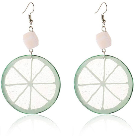 IDB Sweet Lime and Sugar Hook Dangle Earrings - Colorful Acrylic Fruits