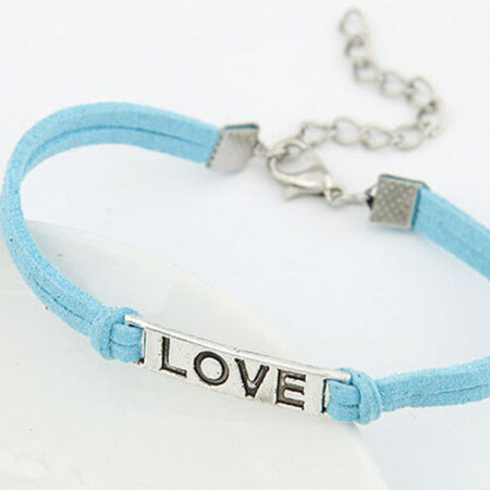 Love Handmade Rope Charm Bracelet - Blue