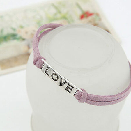 Love Handmade Rope Charm Bracelet - PURPLE