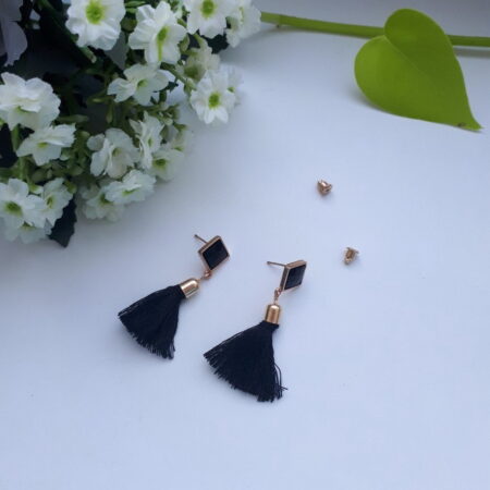 Vintage Fashion Bohemian Tassel Drop Stud Earrings with an Approx 50mm Drop