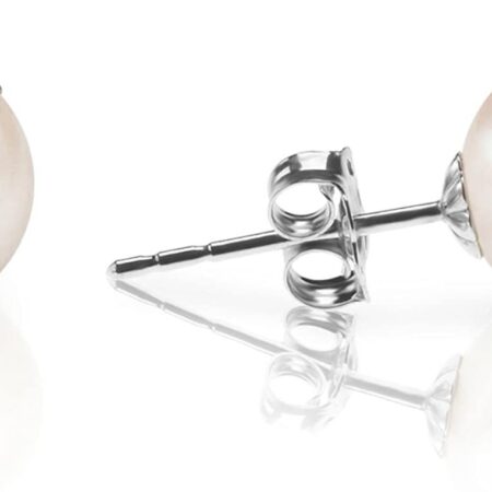 Cultured Pearl Stud Earrings with Stainless Steel Pin - Approx 7mm Snow White